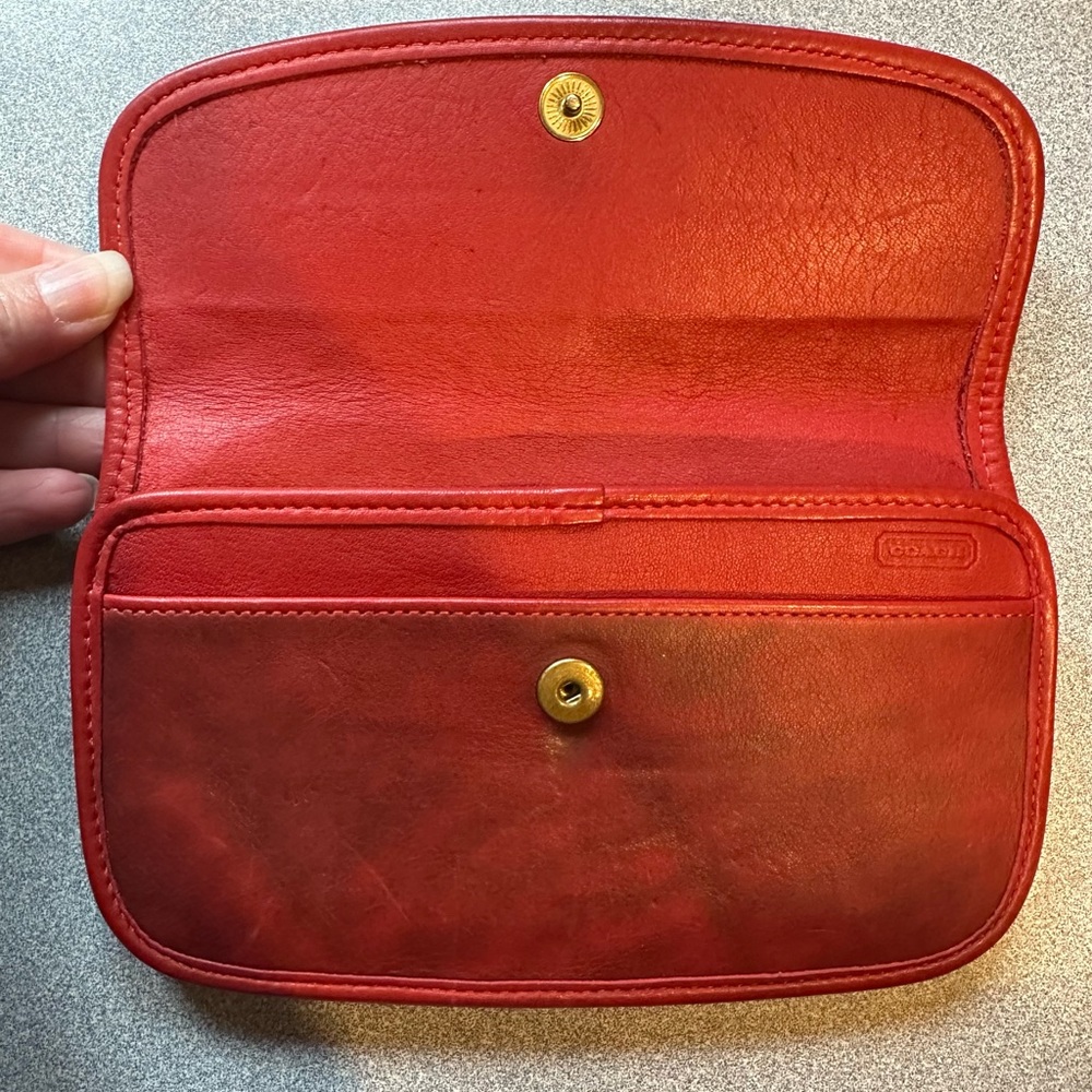 Red Leather Clutch pouch Wallet